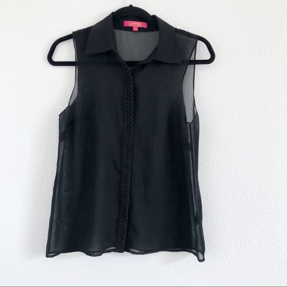 Catherine Malandrino | black sleeveless sheer top